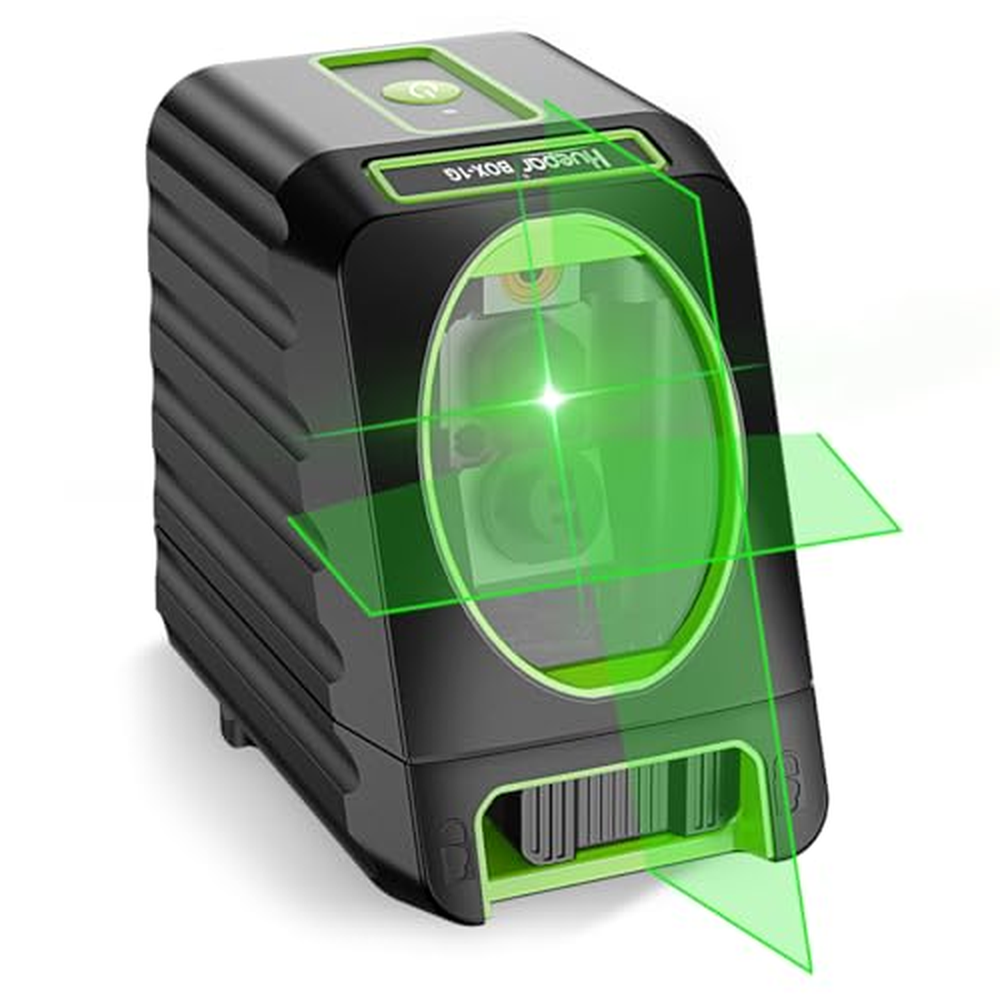 Laserová vodováha samonivelační, 150 stop Huepar Box-1G Lazer Level Outdoor Green Cross Line s pulzním režimem, 150° vertikální 